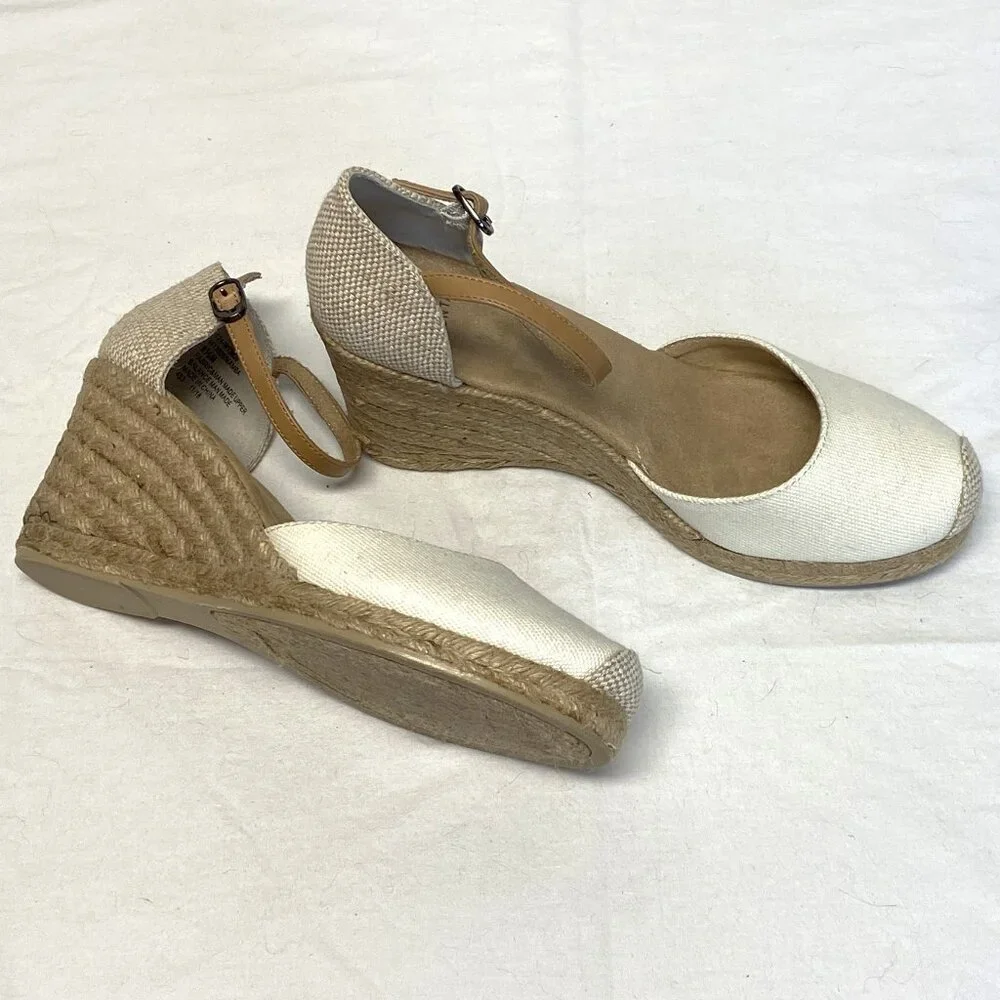White Mountain Mamba Espadrilles Neutral Rope Wedge Heels Ankle Strap 9.5 NIB
